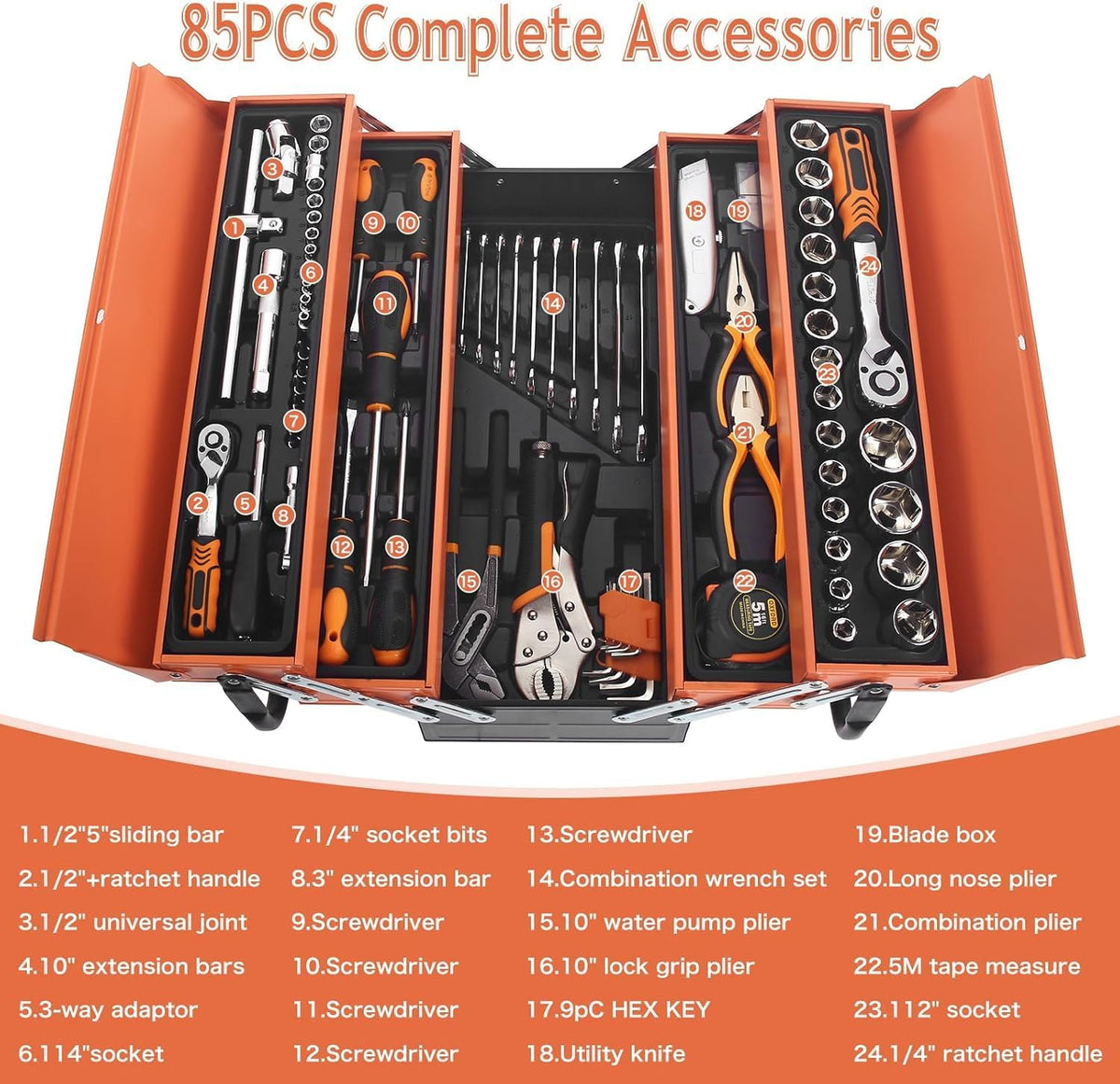 85pc iron box integrated / 168pc  tool sets