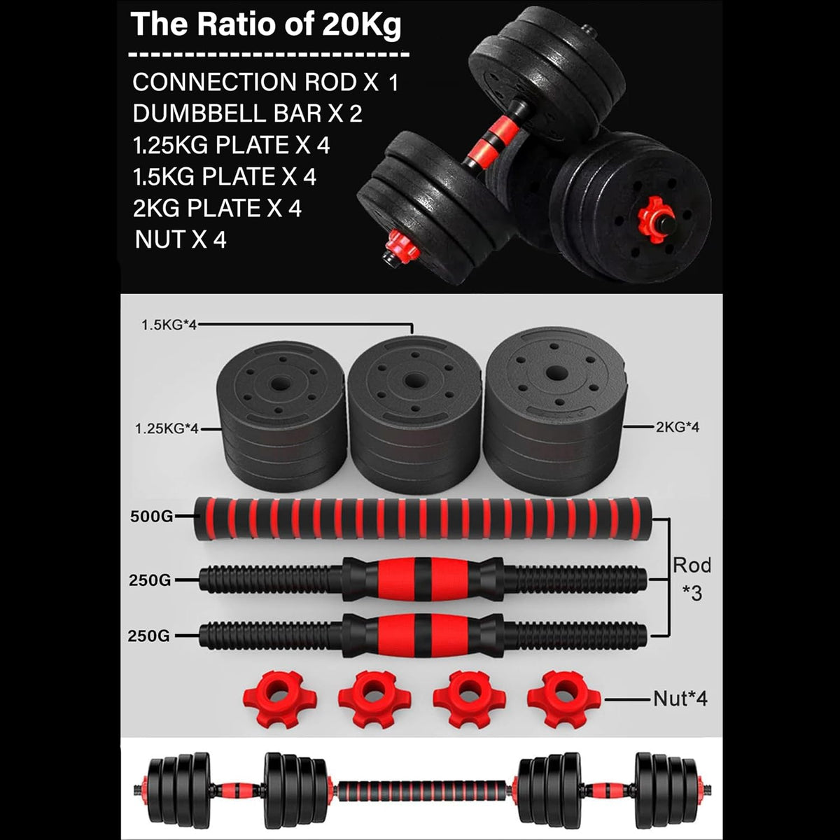 30kg weight pvc dumbbells