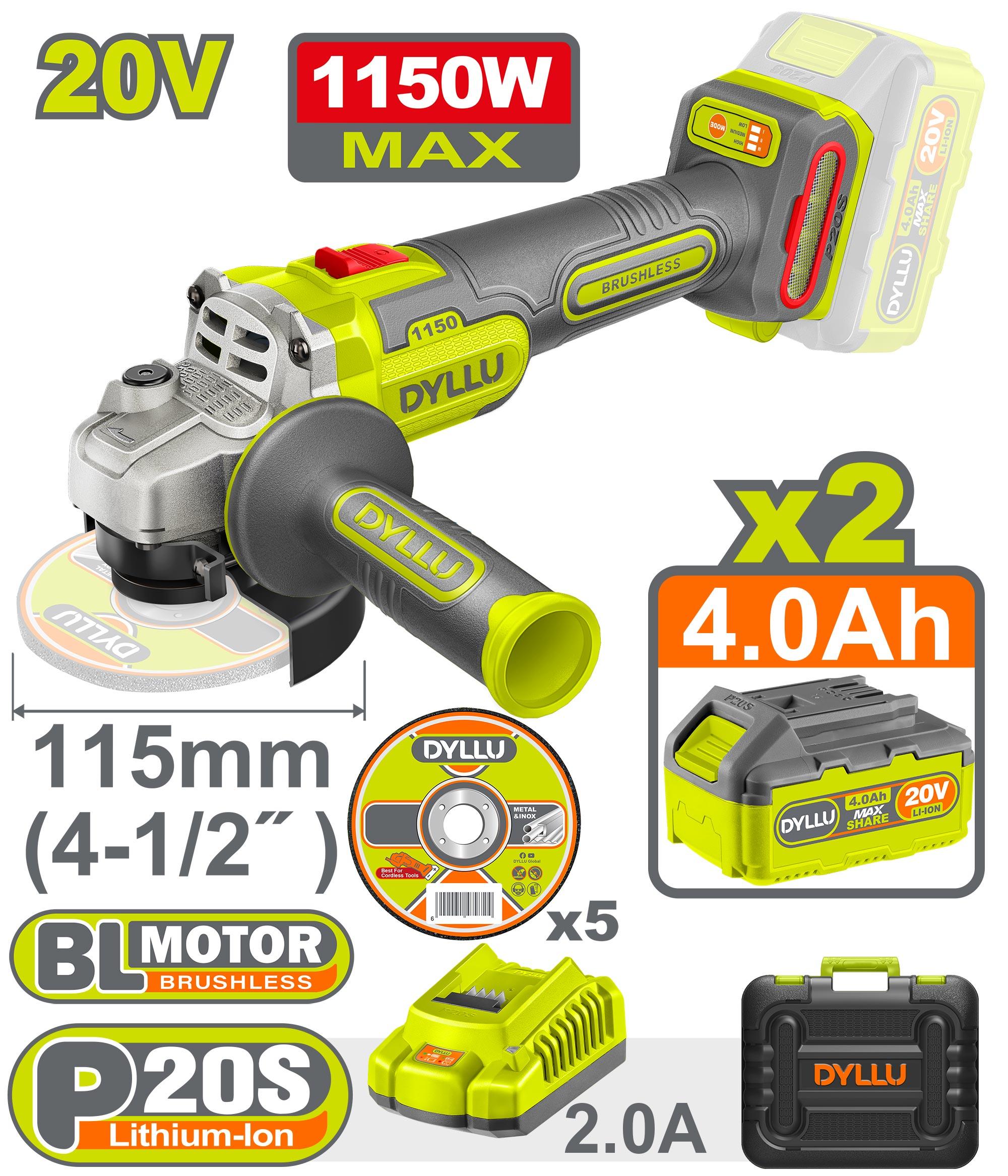 Dyllu cordless angle grinder DTLAPB 522