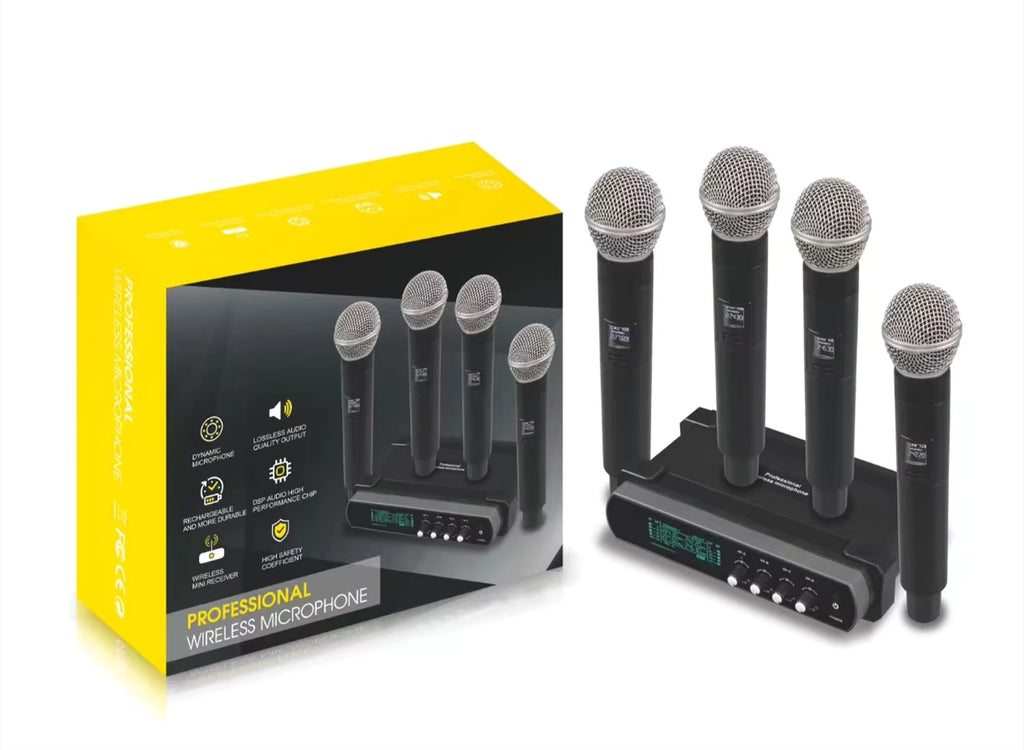 Professional wireless 4 channel microphone