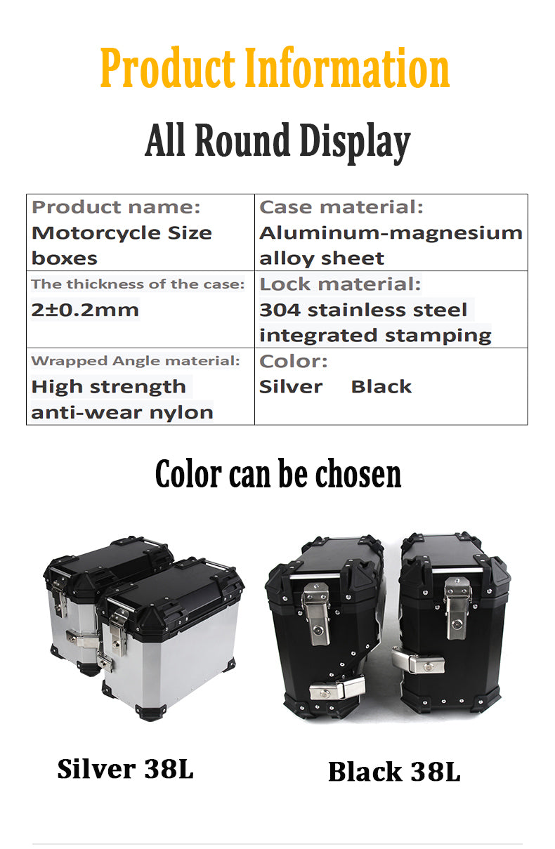 Side  Aluminium motorcycle pair storage box