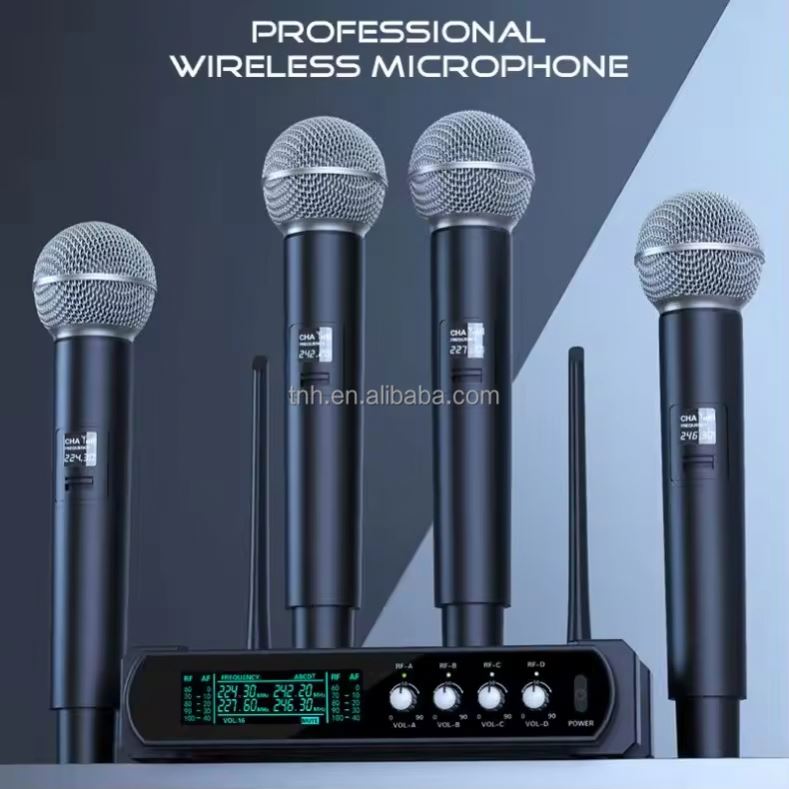 Professional wireless 4 channel microphone