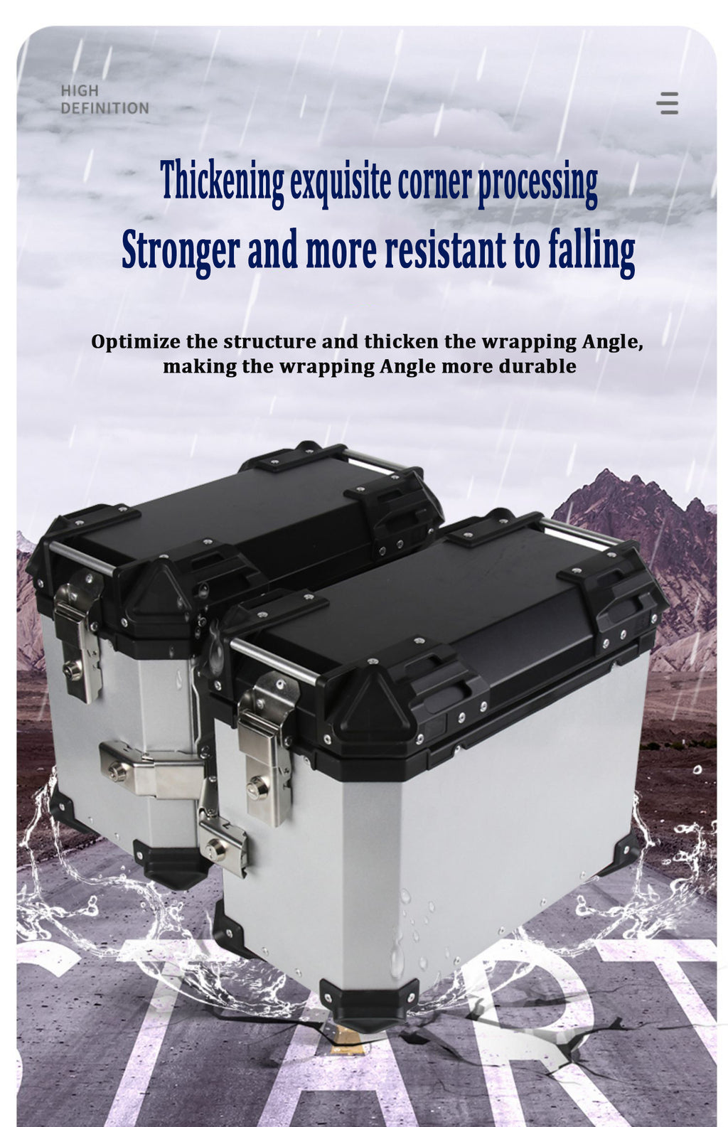 Side  Aluminium motorcycle pair storage box