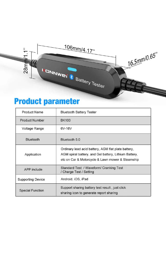 Konnwei-BK100-Bluetooth-battery-tester