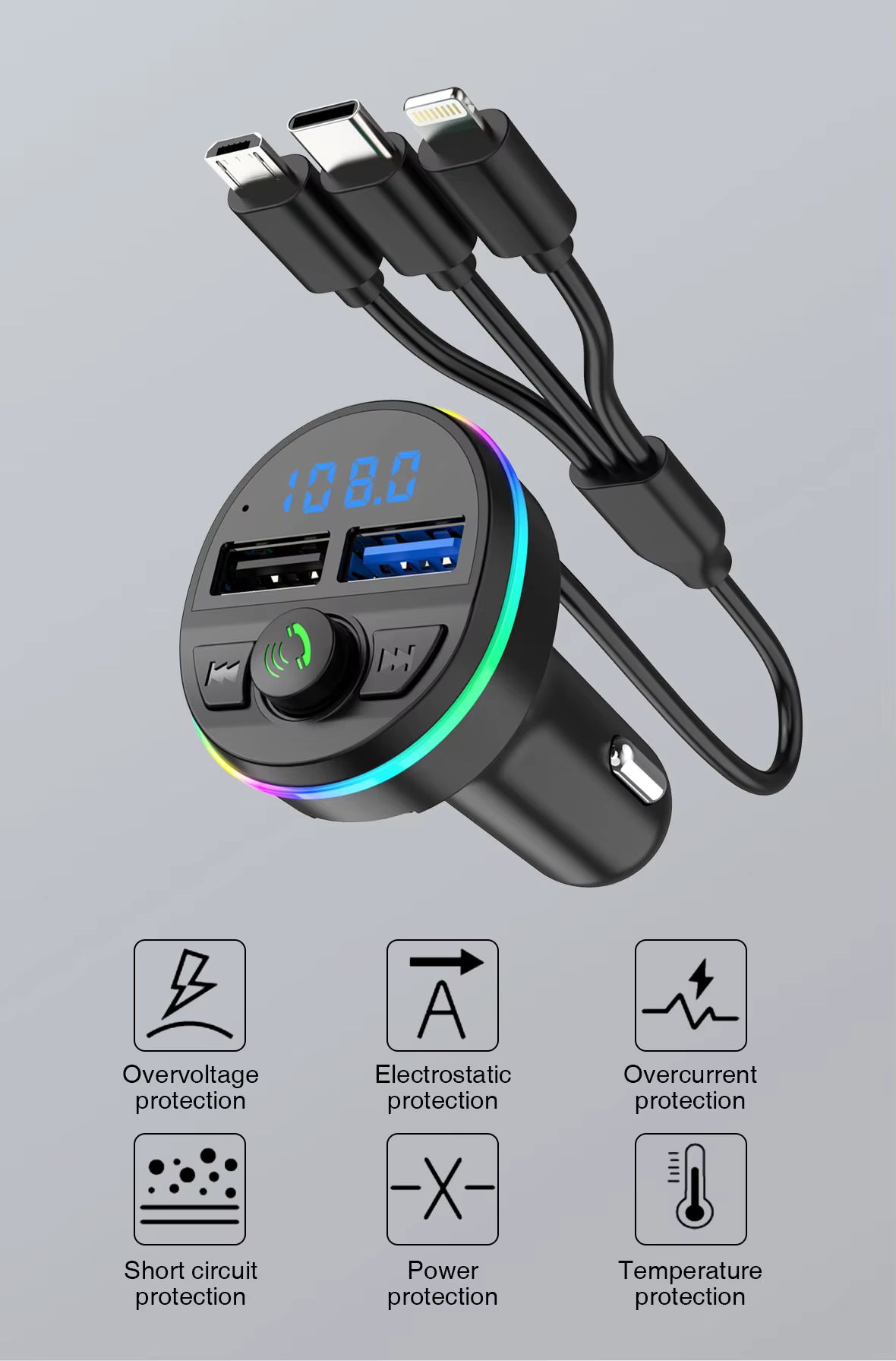 Car mp3 player type c + usb modulator G46