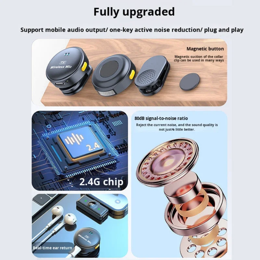 Q8 magnetic wireless lapel mic