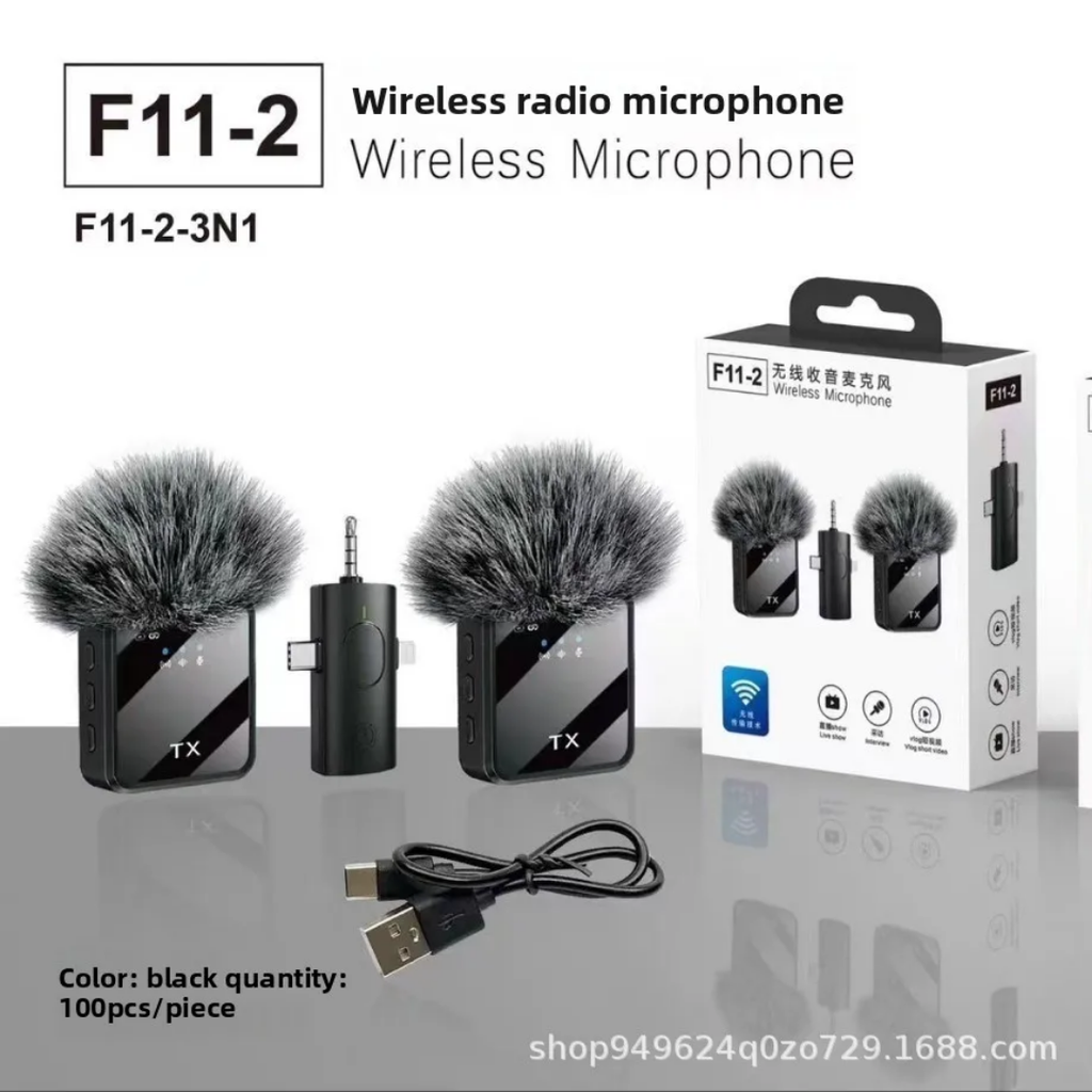 F11 2 in 1 wireless lapel microphone