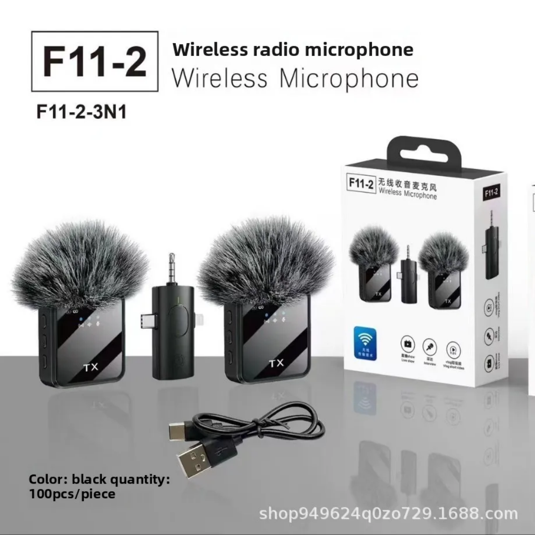F11 2 in 1 wireless lapel microphone