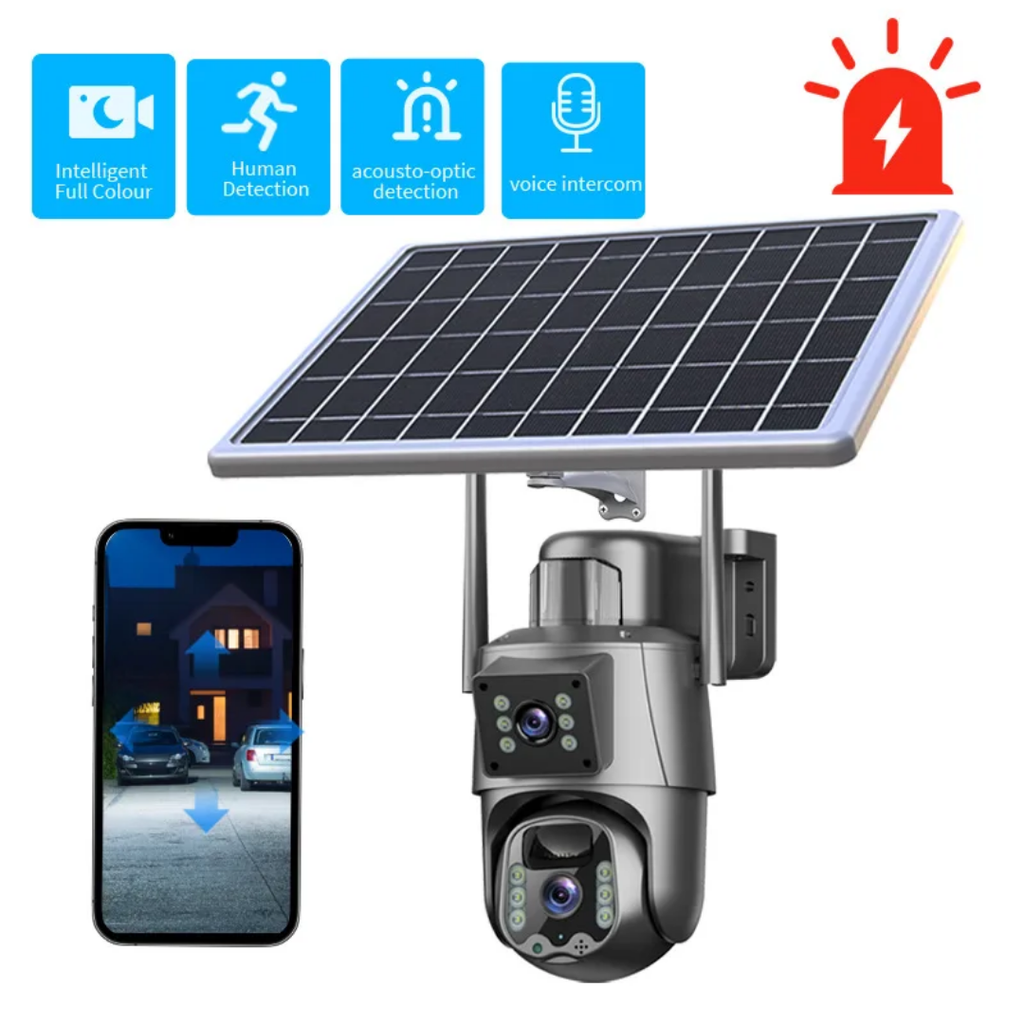 Solar dual lens wifi camera