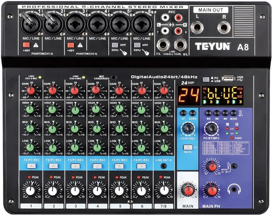 A8 professional 8 channel Mixer