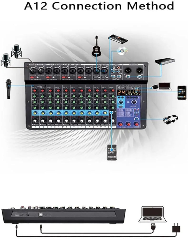 A12 professional 12 channel Mixer