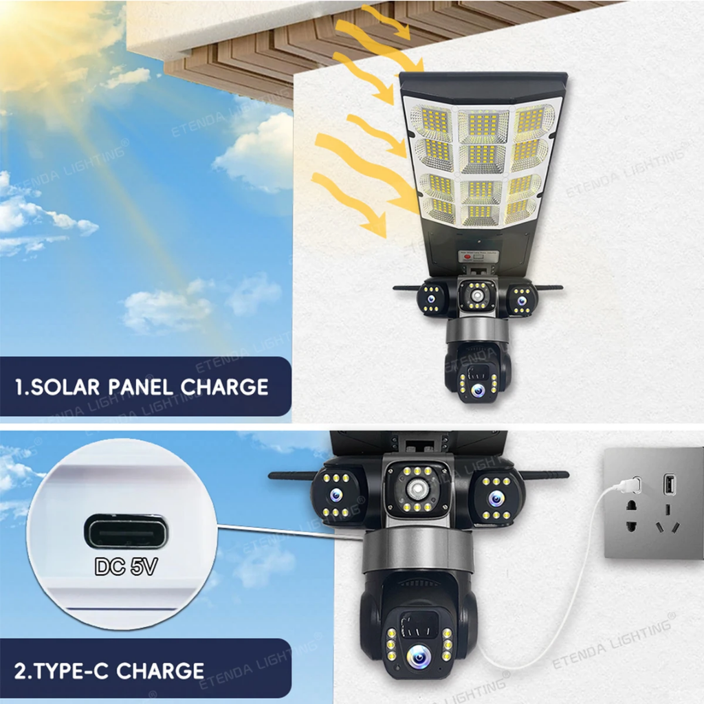AI solar camera + lighting 2 in 1 ABT -6652