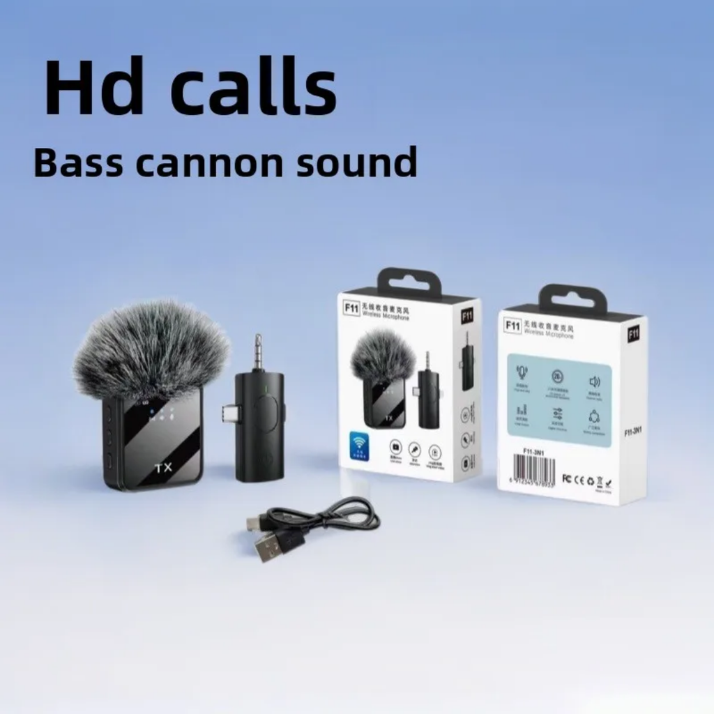 F11 2 in 1 wireless lapel microphone
