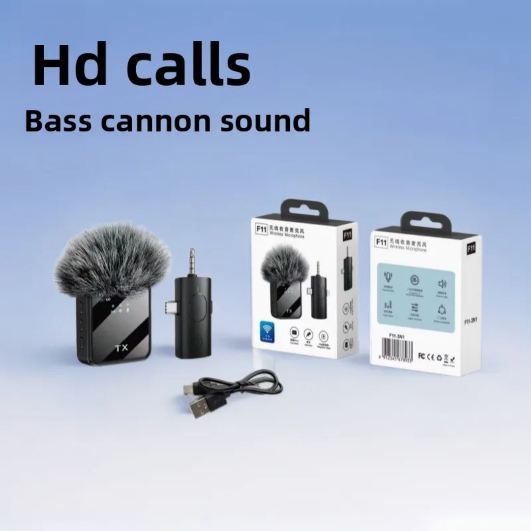 F11 2 in 1 wireless lapel microphone