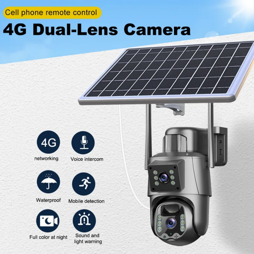 Solar dual lens wifi camera