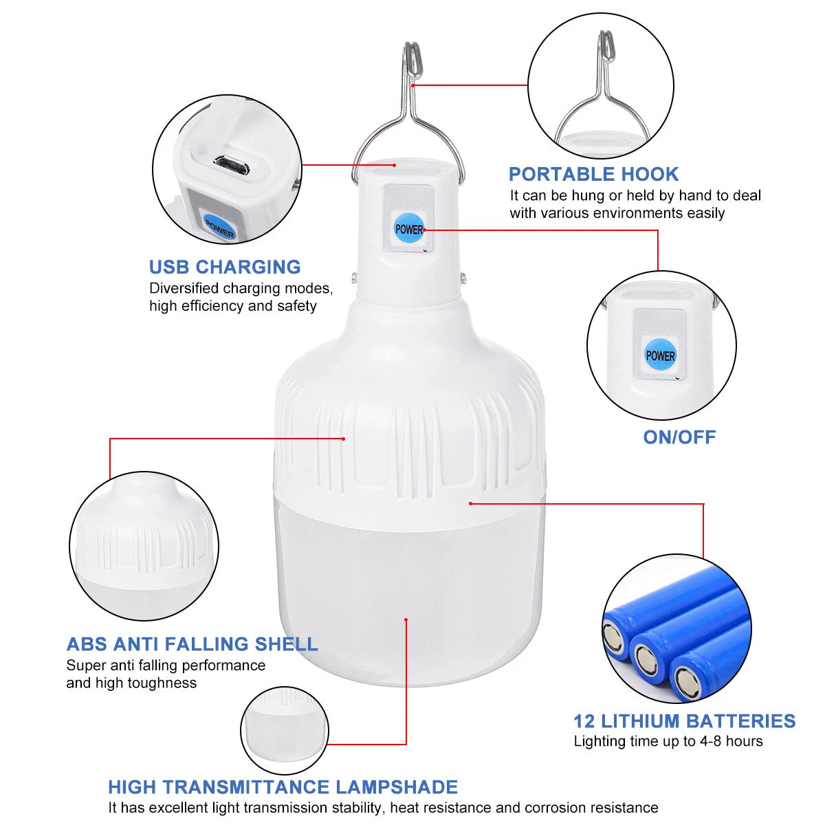 Rainbow solar rechargeable light lamp 80w small